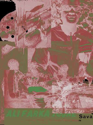 a collage of the artwork featured in this episode that has been saturated with pink and green hues, glitched and warped