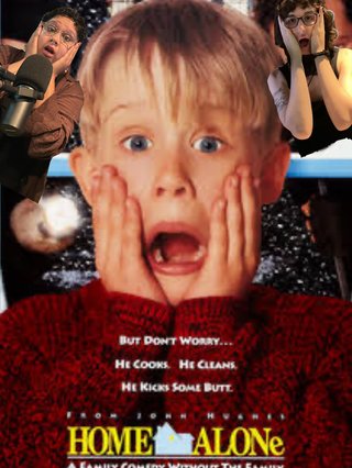 A badly edited image of xmas movie Home Alone with Shareeka and Giana cropped in