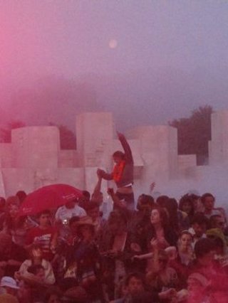 A film photograph scan of a crowd of people.