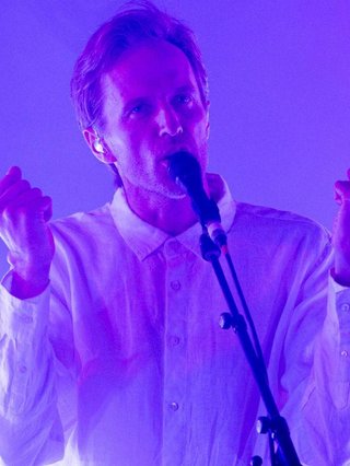 Cut Copy lead singer Dan Whitford performing