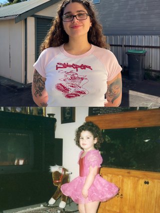 Image of Arden Guff. Above is Arden now, an artist and the musician behind Busted Head Racket. Below is her little. Nostalgic, don't you think?