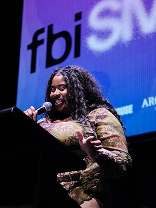 Beloved fbi.radio presenter Ify presenting at the SMAC Awards