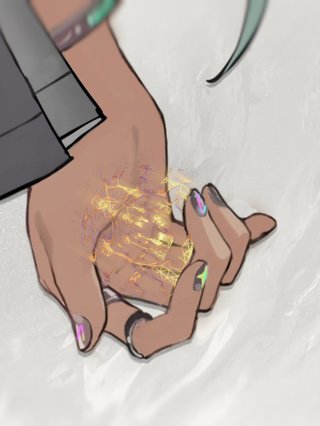 Animation of an orange, floating, glowing orb hovering in someone's rounded palm.
