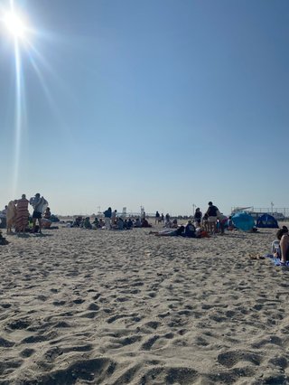 Blue sky and white sandy beach