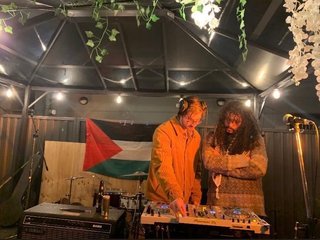 Tommy and Jono Playing at a fundraiser for Palestine