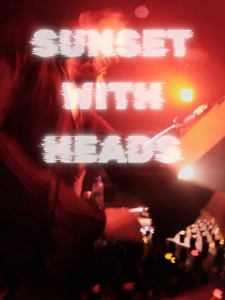 A photo of Heads DJing at Club77 under orange lights has text overlaid that says "Sunset with Heads"
