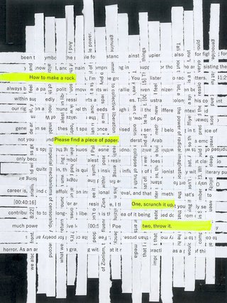 A transcript of a race mattrers episode cut up and woven into a patch