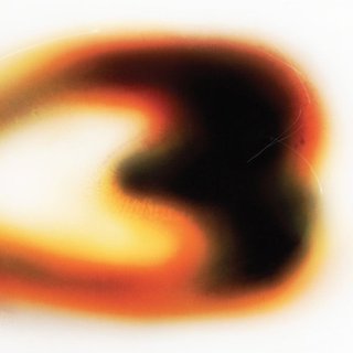 Colour burn side ways heart shape, white, yellow, orange and black